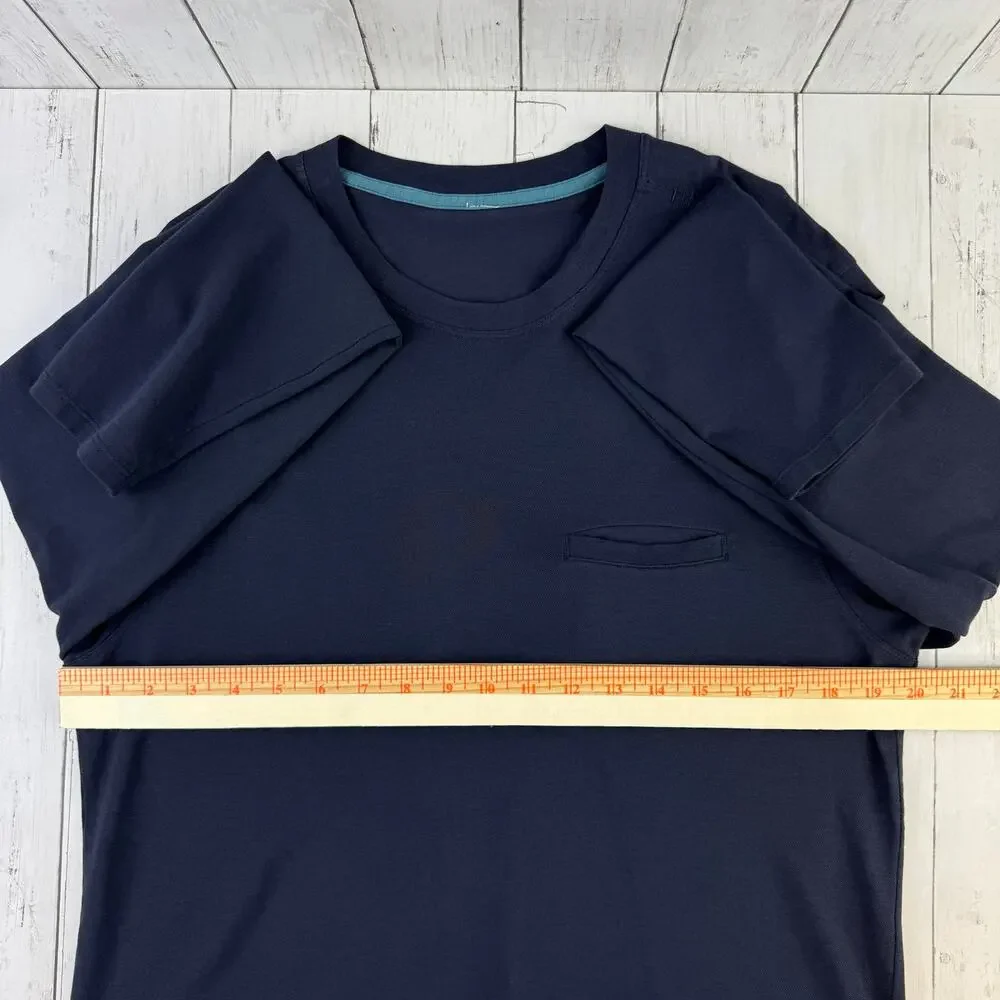 Lululemon Navy Blue Long Sleeve Pullover Crew Shirt Chest Pocket Size Medium